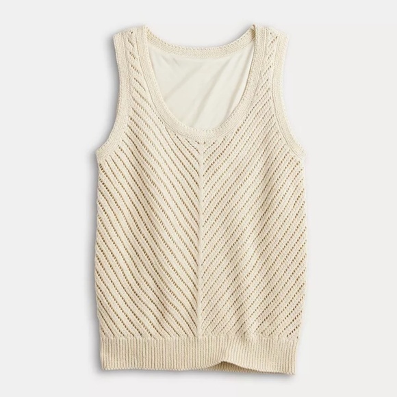 NWT Simply Vera Chevron Crochet Knit Tank Top Cream Size XS - Picture 14 of 14